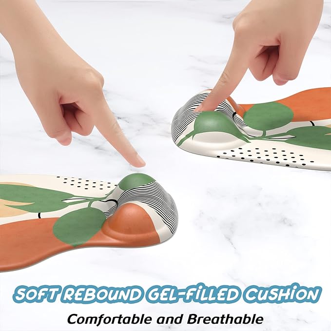 Hsurbtra Ergonomic Mouse Pad with Wrist Rest Support, Gel Mouse Pads with Non-Slip PU Base, Pain Relief Memory Foam Computer Mat, Cute Office Supplies Desk Decro Accessories, Green