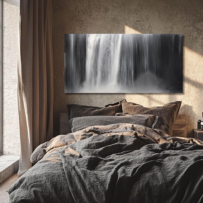 Abstract Waterfall Picture Living Room Decor Abstract Wall Art Black and White Artwork Modern Office Home Decor 20X40 Inch