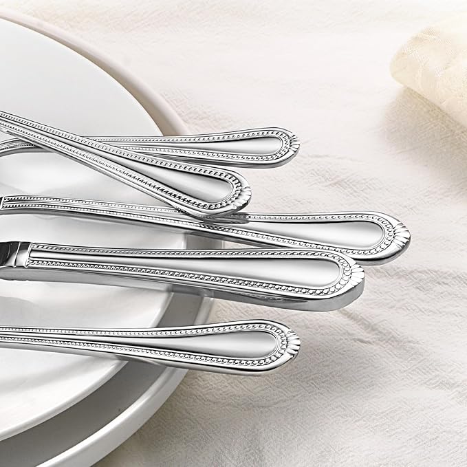 Lazycorner Silverware Set for 4, 20-Piece 18/10 Stainless Steel Flatware Set, Mirror Polished Modern Cutlery Set include Fork Knife Spoon Set(Dishwasher Safe)