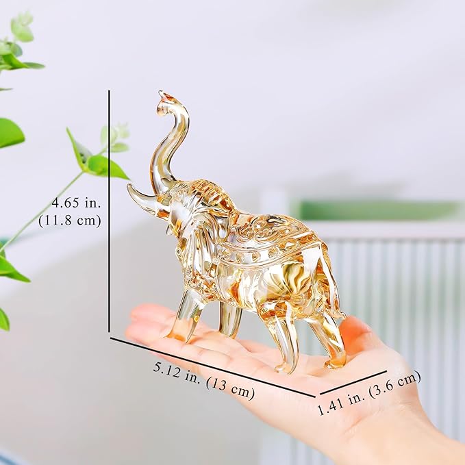YWHL Champagne Crystal Elephant Figurine, Sparkling Art Animal Collectible Decoration for Home Table Centerpiece