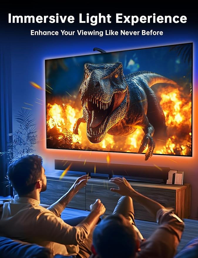 TV LED Backlight, 14.7ft Cuttable TV Lights That Change with TV for 55-65 Inch Screen and PC Monitor, TV Backlight with Sensor, Smart App Control, Game & Music Sync Color Changing Light