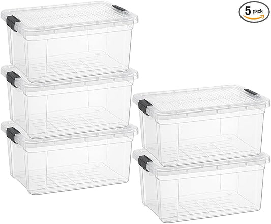 Superio Clear Storage Boxes with Lids, 11 Quart BPA Free Plastic Containers, Bins for Organizing, Stackable Crates, Organizer Totes for Home, Office, School, and Dorm