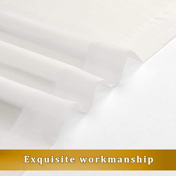 Aiyufneg Ivory Window Valances Sheer Curtains, Modern Top Dual Rod Pocket Light Filtering Voile Drapes for Small Window Kitchen Cafe Sheer Curtains 2 Panels, 40W x 14L Inch