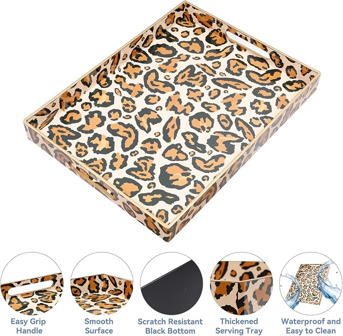 Coffee Table Tray, Serving Trays with Handles, Large Tray for Ottoman Coffee Table, Trays for Living Room Modern