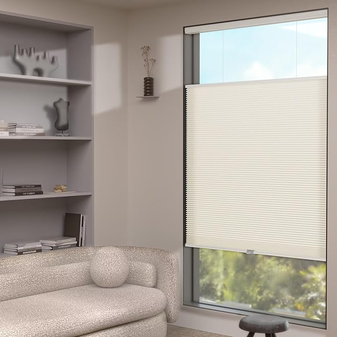 Custom MYshade Cellular Shades, Light Filtering Blinds for Windows, Top Down Bottom Up（TDBU） Cellular Shades&Blinds for Home/Bathroom/Bedroom (Beige)