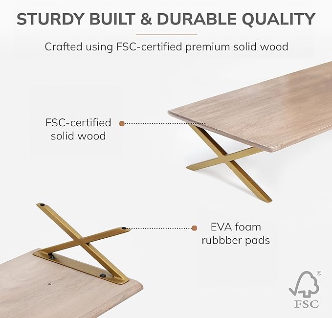 Anji Mountain Monitor Stand - Desktop Organizer & Laptop Riser, Ergonomic Monitor Riser, Space-Saving Monitor Stand for Desk, Durable Construction, Easy Assembly, Ideal for Home & Office,Biscotti