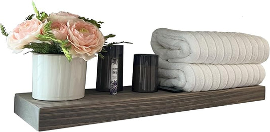 joelsantiques - 30 Inch Wooden Floating Shelves for Wall - 30x6x2 in - Made of Natural Wood - Long Heavy Duty Rustic Wall Shelves for Bedroom - Perfect for Living Room, Kitchen - Gray, Grey