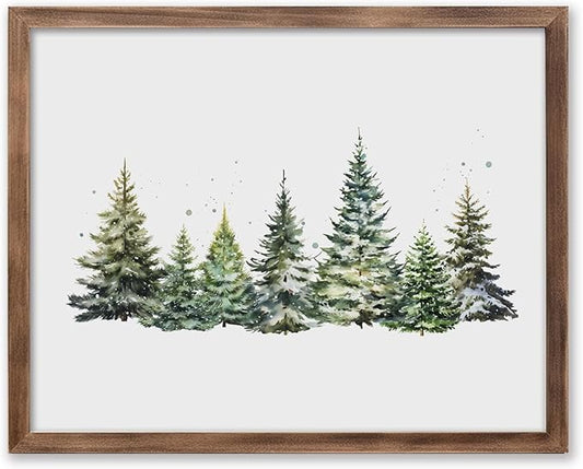 Christmas Tree Print, Winter Landscape, Watercolor Christmas Tree Painting Print, Pine Tree Art, Farmhouse Christmas wall art, Winter Wall Art