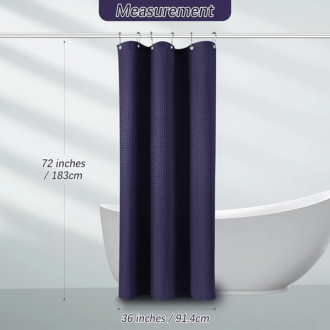 Purple Stall Shower Curtain Waffle Weave Fabric, Luxury Waterproof Shower Curtains, 256GSM Heavy Duty Camper Shower Curtain for Travel Trailers with 6 Metal Hooks, 36Wx72H