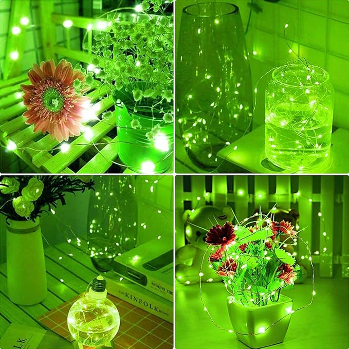 12 Pack Fairy Lights - Battery Operated 7 Ft Silver Wire 20 Led Waterproof Starry Moon Lights for Bedroom DIY Party Wedding Patio Christmas (Green)
