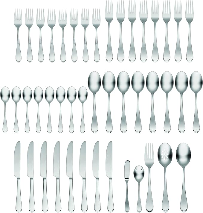 Oneida H326045Al20 Satin Icarus 45 Piece Everyday Flatware Set, Service For 8