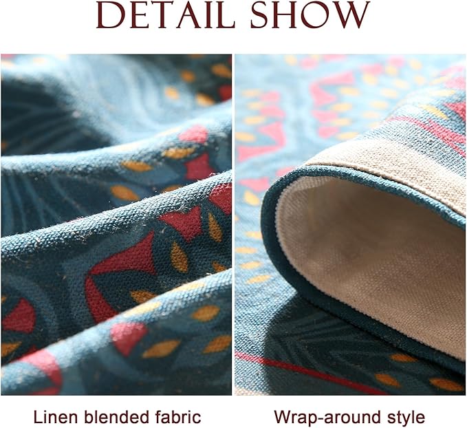 Vintage Blue Peacock Table Runner for Coffee Table,Decorative Linen 71 Inches Long Table Runners,Decor Tabletop for Kitchen,Dining,Tea Party,Home,Christmas,12"*71"