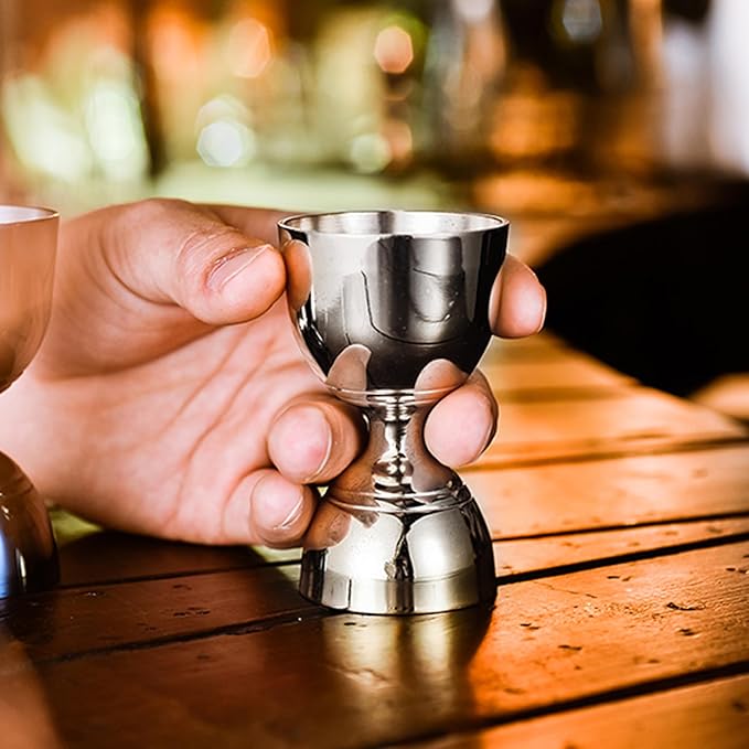 Homestia Premium Bell Jigger, with Measurements Inside 2 oz 1 oz, Shot Measure Double Jigger, Bar Jigger Liquor Alcohol Measuring for Bartending, Stainless Steel Bartender Jiggers with Pourer