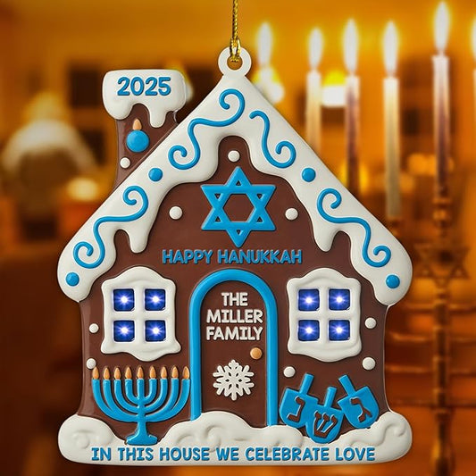 House Warming Gifts New Home Ornament 2025 - Hanukkah Ornaments, Hanukkah Gingerbread House Jewish Ornaments, Custom Family Christmas Ornament for Tree