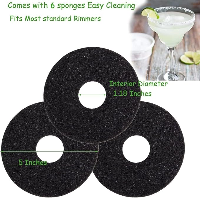 Bamboo Margarita Salt Rimmer Set - 3 Tier Glass Rimmer with Lid and 6 Sponges for Cocktails, Bar Salt and Sugar for House Party, Bloody Mary, Manhattan Drinks