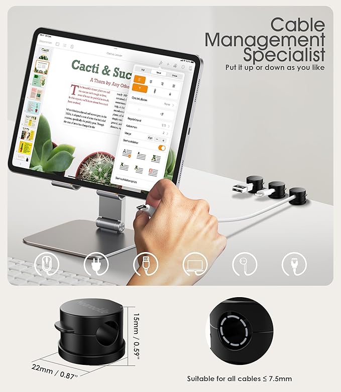 8 Pack Magnetic Cord Organizer [Locking Cable Rotatable] Cable Clips, Nearockle Upgraded Strong Magnetic Cord Holder, Adhesive Wire Keeper Cable Management for Desk,Car,Nightstand,Office,Home(Black)