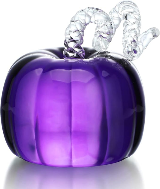H&D HYALINE & DORA Crystal Pumpkin Figurine, Glass Pumpkin Sculpture Collectible Thanks Giving Decor, Desktop Decoration Glass Pumpkin for Thanksgiving Halloween Home Garden Party Decor