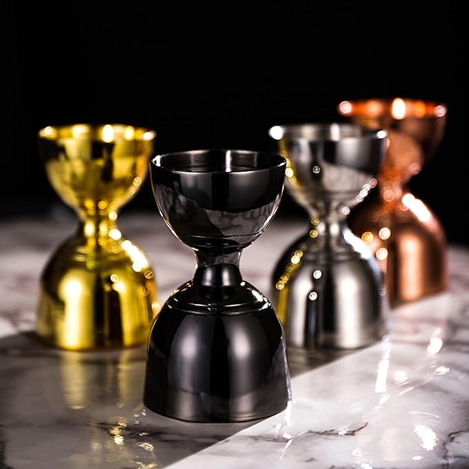 Homestia Premium Bell Jigger, with Measurements Inside 2 oz 1 oz, Shot Measure Double Jigger, Bar Jigger Liquor Alcohol Measuring for Bartending, Stainless Steel Bartender Jiggers with Pourer
