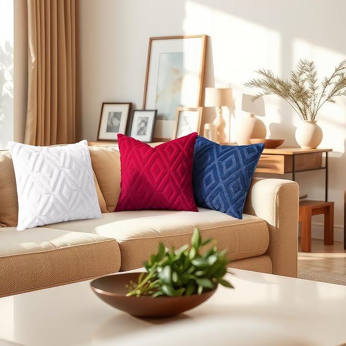 decorUhome Couch Throw Pillow Covers 12x20 Set of 2, Decorative Soft Plush Faux Wool Lumbar Neutral Accent Pillow Covers for Bed Sofa Living Room, Blue