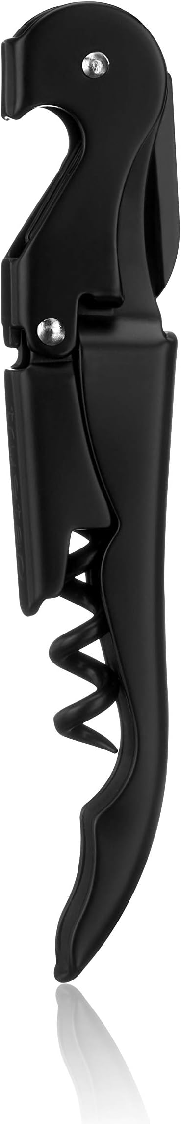 True Truetap Double Hinged Waiter's Corkscrew Wine Opener, Stainless Steel Wine Bottle Opener with Built In Foil Cutter, Home Bar Tools, Bar Cart Accessories, Wedding Gifts, Set of 1, Matte Black