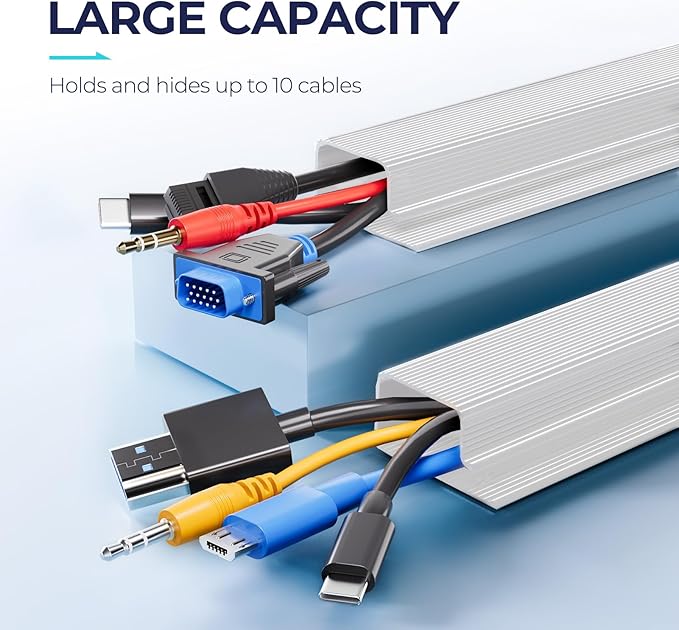 Delamu 2 Pack Safe 15.7in Tidy Cable Management Solution, Protect Kids Pets with Home Office Cable Management Under Desk,Cable Organizer, Cable Management Kit,Cord Organizer for Desk, White