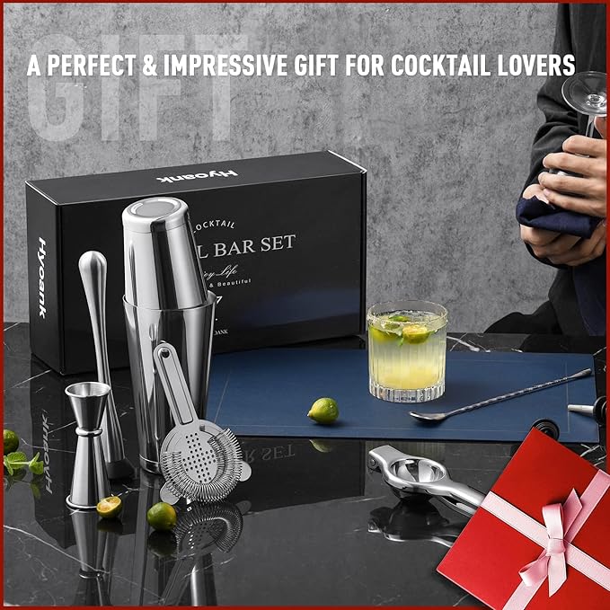 Bartender Kit Gift for New Bartender | Professional 25-Piece mixology Bartender kit with Portable Travel Kit Bag | Bar Set Cocktail Shaker Set for Home Cocktail Making, Work, Parties, Camping