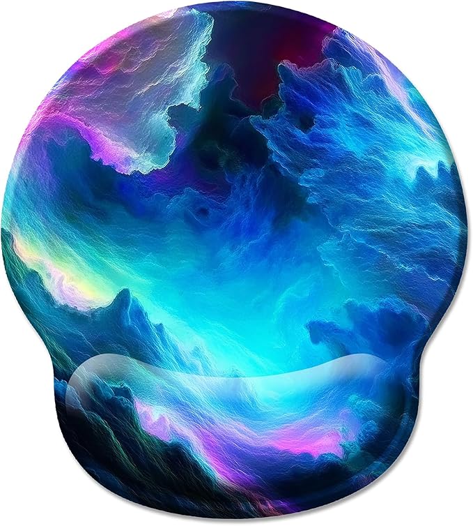 Galaxy Mouse Pad with Wrist Rest, Ergonomic Gel Mousepad Wrist Support, Computer Gaming Cute Mouse Pad with Pain Relief Non-Slip PU Base for Desk Accessories Home Office Decor Supplies