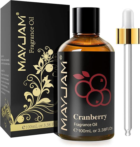MAYJAM 100ML/3.38FL.OZ Cranberry Fragrance Oils with Glass Dropper, Essential Oils for Diffusers for Home, Long Lasting Scented Oils for Diffusers Soap Candle Making
