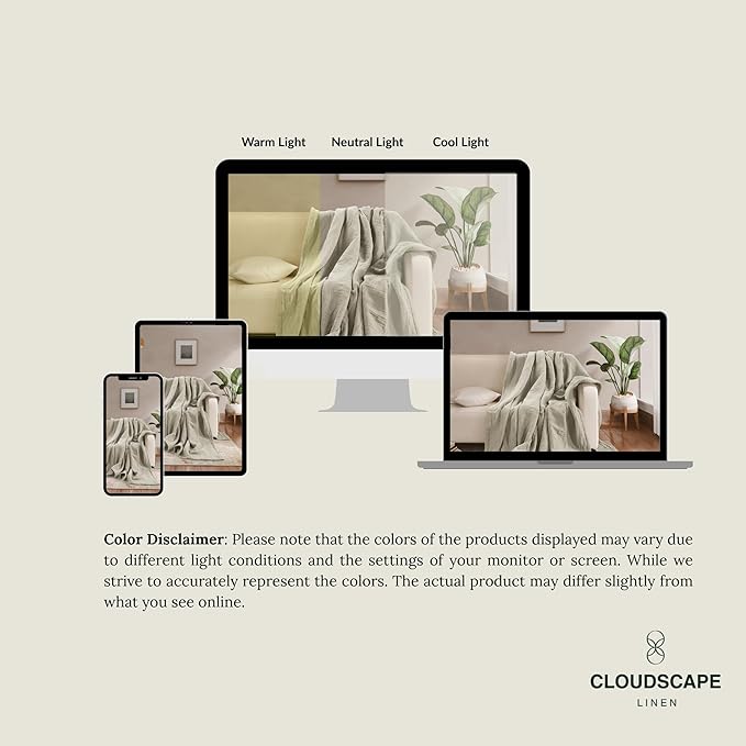 Cloud Scape Linen Extra Large 4 Layer Muslin Throw Blanket - 100% Cotton Gauze, Lightweight & Breathable All Season, Pre-Washed, for Couch & Bed, 50x70, Beige Fog