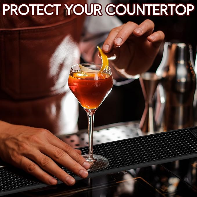 2Pcs Bar Mats for Countertop - Bar Mats for Bartending for Home Bar - 24" x 3" Non-Slip Rubber Coffee Mat, Service Spill Mat, Bartender Accessories