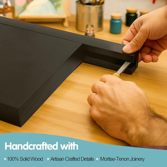 Solid Walnut Floating Shelves for Wall, 24"*10"*1.6"Real Thick Wood Mounted Wall Display Shelf with Joinery for Home Decor, Bathroom,Kitchen Set of 1（ Black Stain）