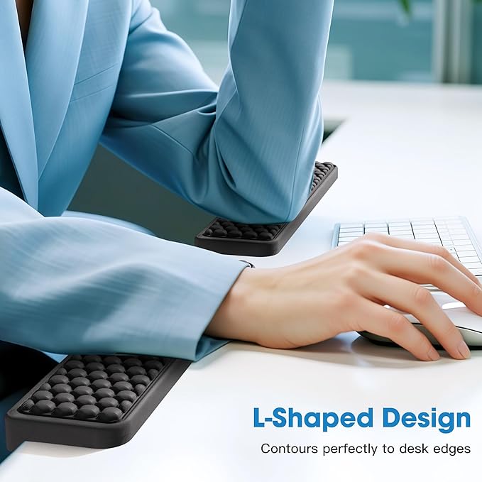 MEKASS L-Shaped Desk Elbow Pad for Desk, Memory Foam Elbow Support Padding with Non-Slip, 2-Piece Ergonomic Desk Edge Cushion, Wrist Comfort Support for Office Home (Honeycomb Texture)