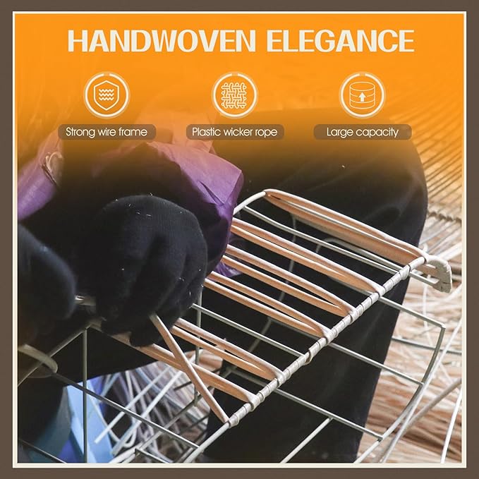 FairyHaus Cable Management Box 2Pack Cream, Handwoven Large and Small Cable Organizer Box Cover to Hide Cords and Power Strip, Imitation Wicker Cord Organizer Box Hider for Office Desk and Floor