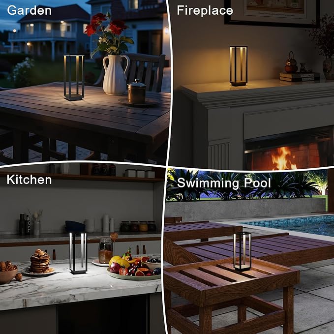 4 Pack Cordless Table Lamp Rechargeable, IP55 Waterproof, 60h Runtime Protable Outdoor Table Lamps, 3 Color Stepless Dimming Battery Powered Table Lamp for Dinner/Restaurant/Bedroom/Cafe
