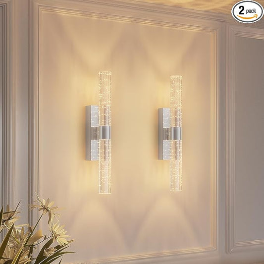camuucci Battery Operated Sliver Wall Sconces Set of 2 Rechargeable Battery Powered Wall Light with 12000mAh Not Hardwired Dimmable Wall Lamp Fixtures for Bedroom Living Room 20.9 Inches