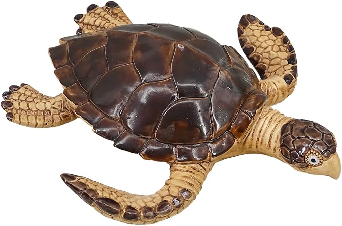Decorative Resin Sea Turtle Statue. Lovely Baby Seaturtle Figurine. Wild sea Life Blue Sea Turtle Table Décor. and Gift, Lucky Wealth Feng Shui Seaturtle Figurine (Brown4)