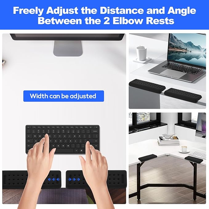 Pack of 2 L-Shaped Desk Edge Rests, Ergonomic Elbow Pads Non-Slip Elbow Cushion, Memory Foam Wrist Rests Cushion for Elbow Fatigue Relief in The Office, Home and Classroom