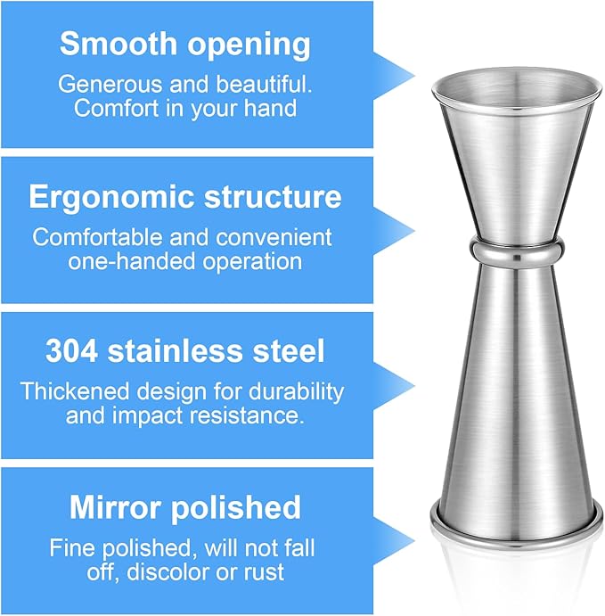 9 Pieces Jigger for Bartending, Double Cocktail Japanese Jigger 2 oz 1 oz 304 Stainless Steel Jiggers Measuring Cup for Bar Home Kitchen Bartender Tools