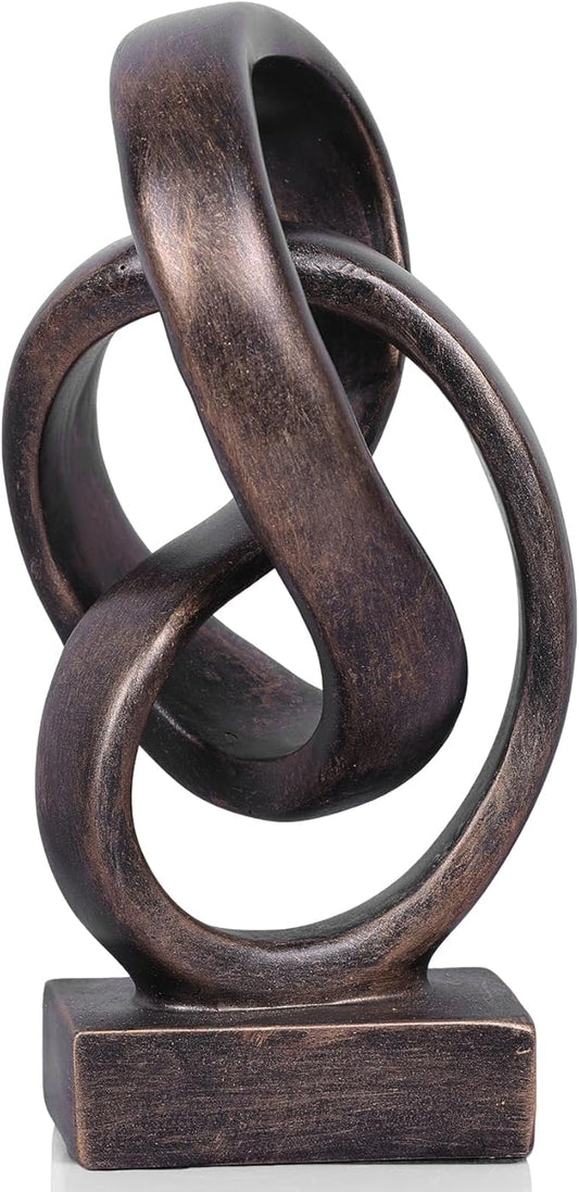 Abstract Bronze Rope Knot Statue, Geometric Decor, Living Room Coffee Table Bookshelf countertop Bronze Decor, Office Coffee Table entryway entryway Desktop Decor.