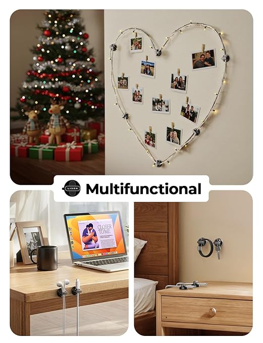 10 Pack Magnetic Cable Clips [2025 Minimum Size] LISEN Magnetic Cord Holder for Nightstand Desk, Cable Management for Home Office Organizer Wire Organizers for iPhone 17 Charger Cord, Dorm, Wall, Car