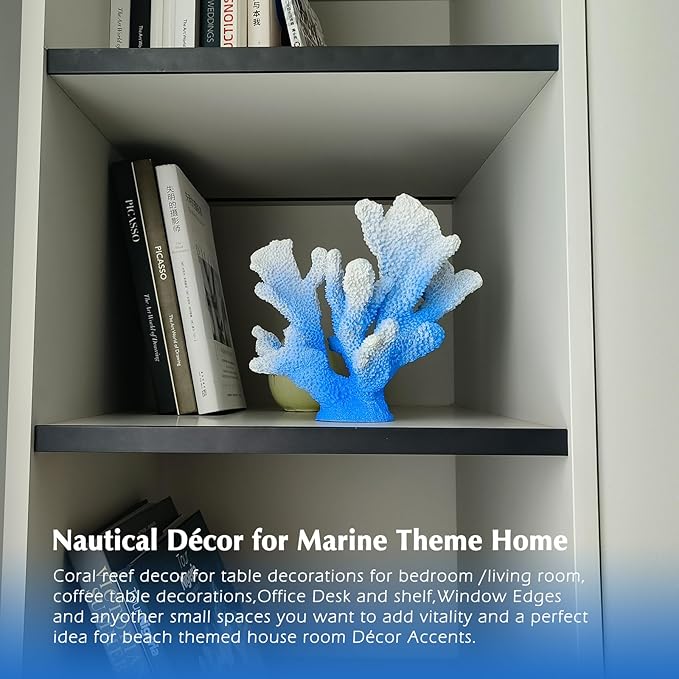 Accessoryway Santorini Blue Coral Reef Decor for Home -Faux Coral Reef Beach Centerpiece Room Table Decorations,Ocean Nautical Themed Party Decor & Beach Decorations for Home Bathroom -8.2"