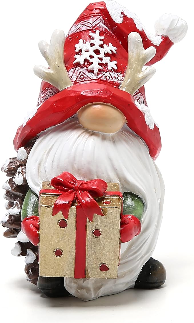 Hodao Christmas Resin Gnomes Handmade Christmas Resin Gnomes Holiday Present, Winter Table Christmas Tree Decorations Indoor and Display on Mantel or Window Sill