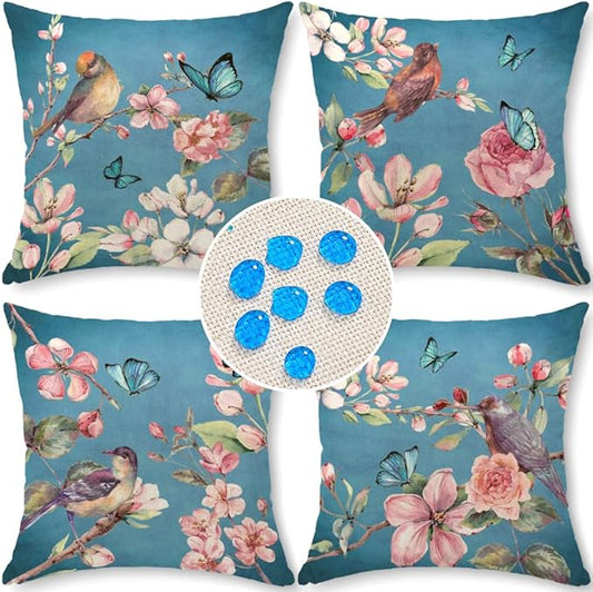 Cirzone Waterproof Outdoor Pillow Covers 18x18 Inch Set of 4 Summer Spring Floral Throw Pillow Covers Spring Outdoor Decor for Patio Furniture Garden Sofa