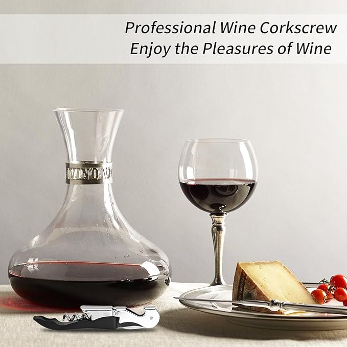 4 PCS Waiter Corkscrew Wine Opener,Upgraded Heavy Duty Wine Keys,Stainless Steel Double Hinged Wine Key for Serves,Bartenders(Black)