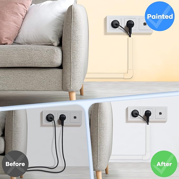 126in Cord Hider Kit, ZhiYo Wire Hiders for TV on Wall, Paintable Cable Management Kit, Wire Cover for Wall Mount TV, Grey Cable Raceway, Cord Cover Wall Wire Management Kit, 8xL15.7in W1.18in H0.67in