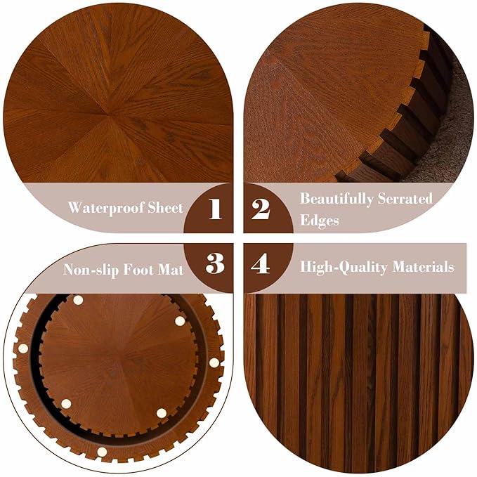 Modern Round Nesting Coffee Table Set of 2, Vertical Stripe Design Drum Coffee Table Cocktail Table, Round Side Table for Living Room, Bedroom, Office, Balcony (J19.7+27.6")