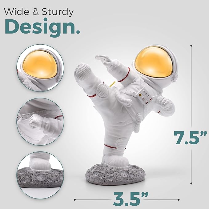 Astronaut Figurine Statue for Desk and Office Decor - Mini Spaceman Figures for Shelf, Gaming, and Men's Room Decorations - Space Gifts and Cool Masculine Home Decor Accessories