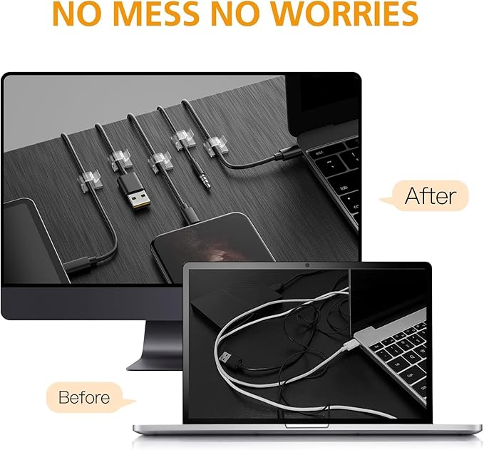 110Pcs Cable Clips with Adhesive Tapes, Wire Holder Organizer Cord Management for Car, Office and Home by AGPTEK - Clear