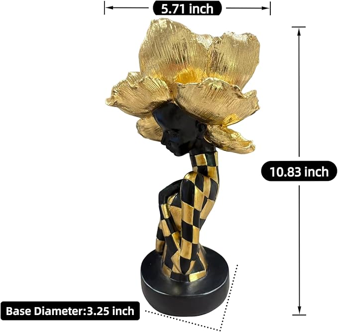 African Statues for Home Decor, Sculptures Decorations for Living Room, 11'' African Lady Art Bust Figurines, Black Modern Aesthetic Ornament for Shelf and Tables, Décor Accents Gifts for Women