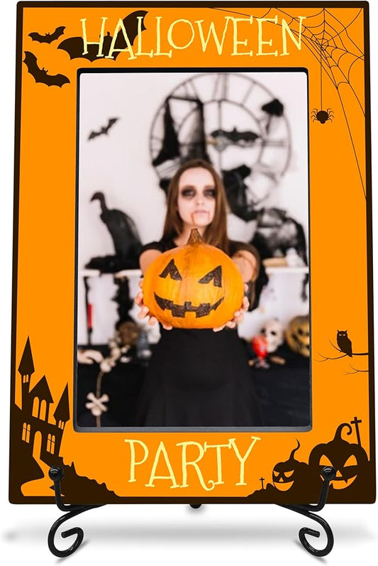 4X6 Halloween Picture Frame With Metal Stand - Dark Style, Black Print, Decoration Theme, Gift for Kids & Adults, Memorable Home Decor - A26